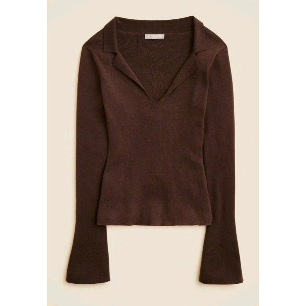 J.CREW Fitted Pullover Sweater TENCEL™ Lyocell Silk Deep Chocolate Size M NWT